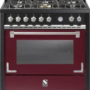 Koop Vandaag STEEL Oxford X9F-6 BR gas fornuis met 6 branders, Bordeaux (glanzend)