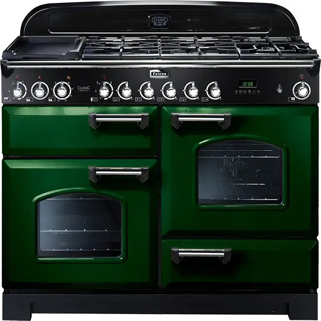 Falcon Classic Deluxe 110 gas britisch racing green gas fornuis met 7 branders, groen Nieuw