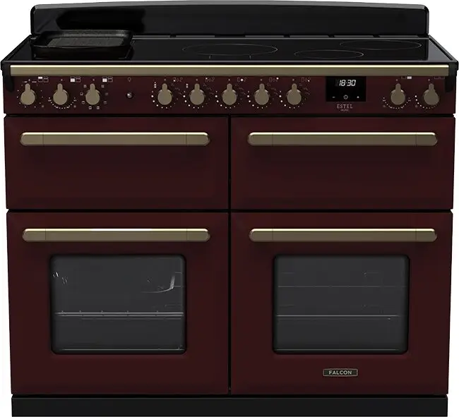 Flitsaanbieding Falcon Estel Deluxe 110 rijslade bordeaux inductie fornuis met 7 zones, rood