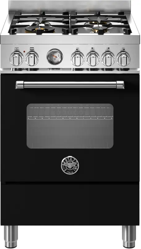 Merkproduct Bertazzoni MAS64L1ENET gas fornuis met 4 branders, mat zwart