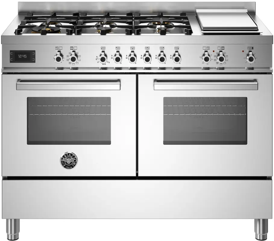 Tijdelijk Beschikbaar Bertazzoni PRO126G2EXT gas fornuis met 6 branders + frytop, rvs