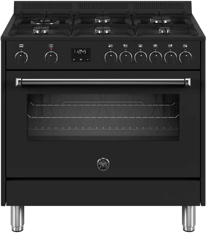 Snelle Levering Bertazzoni MPL96L1ENNC gas fornuis met 6 branders, zwart
